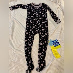 Kickee Pants Black Footie with star imprint